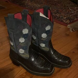 Ariat Black Floral Heeled Boots